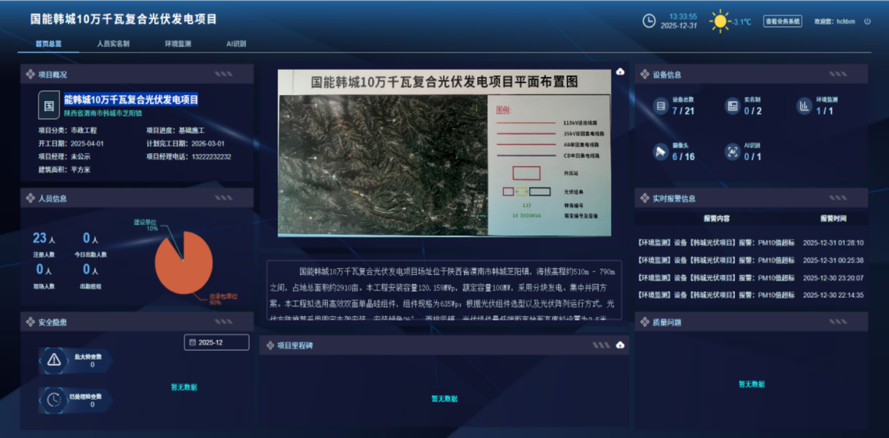 西北電建韓城光伏項目智慧工地